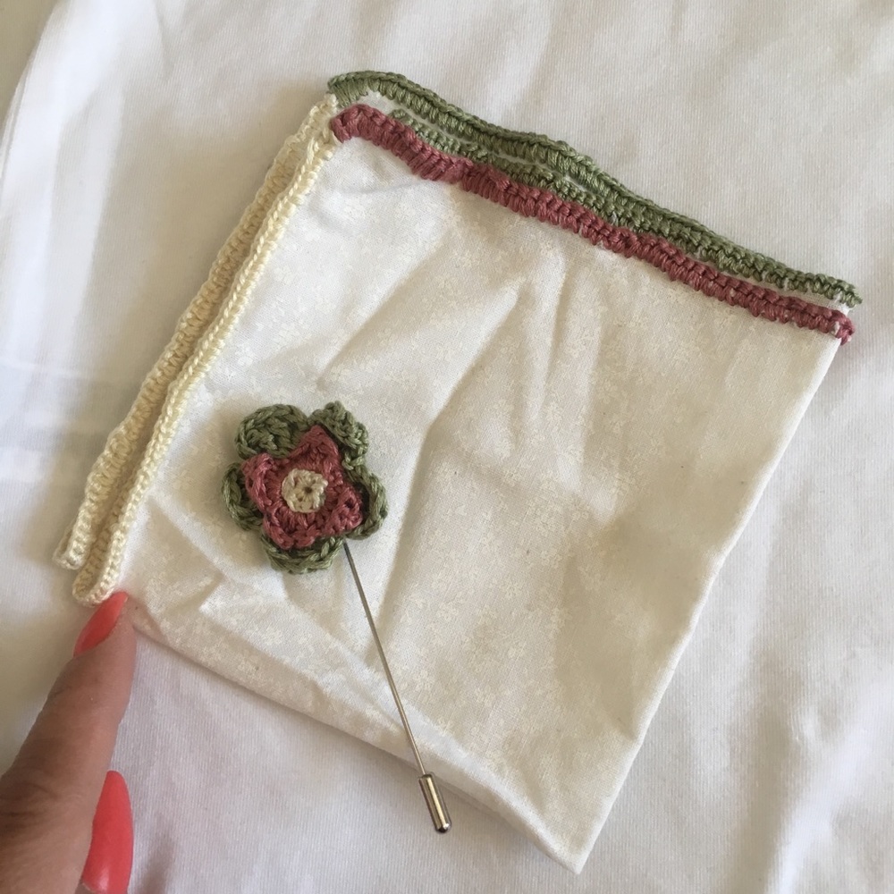 Handmade pocket square & lapel pin
